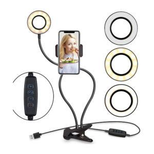 رینگ لایت دوشاخه مدل Professional Live Stream ا Professional Live Stream Selfie Ring Light and Cell Phone & Webcam Holder Stand